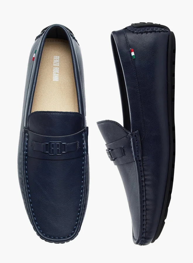 Renzo Ruganni Men Logo Accent Slip-On Loafers